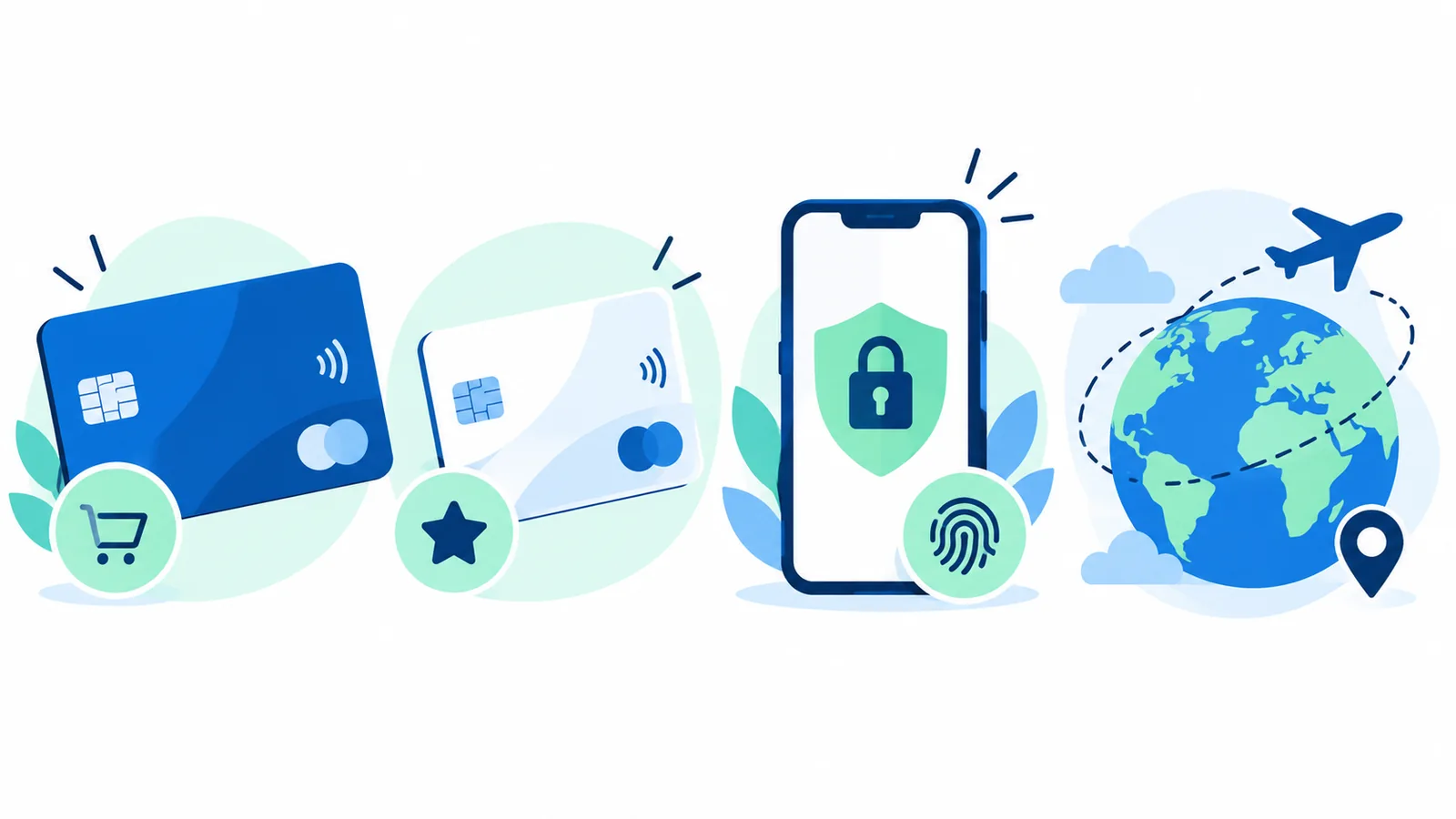 Tarjetas imagin de débito y crédito con controles de seguridad